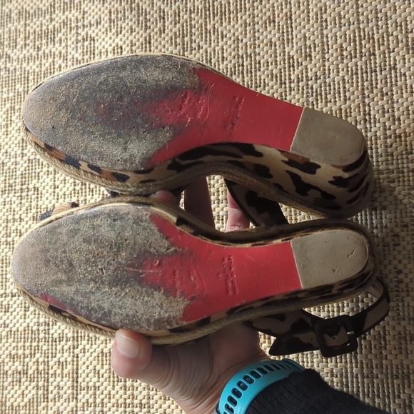 Christian Louboutin Wedge Sandals Pony Hair Leopard - Picture 6 of 8